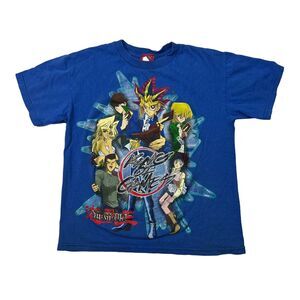Yu-Gi-Oh! VTG 90s King of Games Tee T-Shirt Blue Anime FLAW Youth M Medium